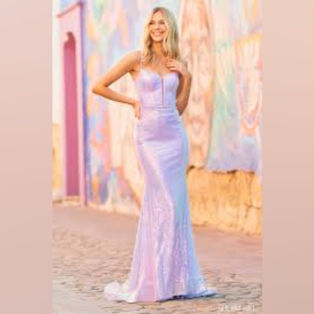Sherri Hill 55522 light green sequin gown